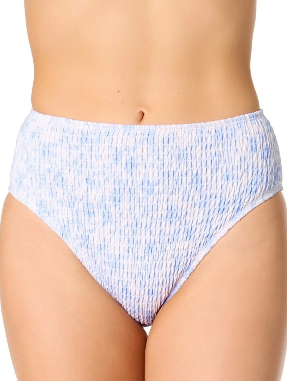 NWT Salt + Cove Smocked High-Waist Bikini Bottoms Blue White Large ***